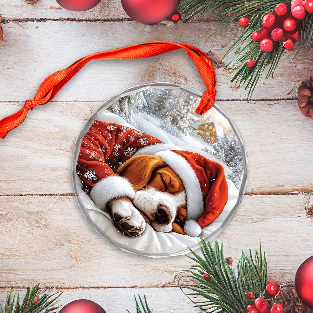 Basset Hound Dog Sleeping In Bed Design 3