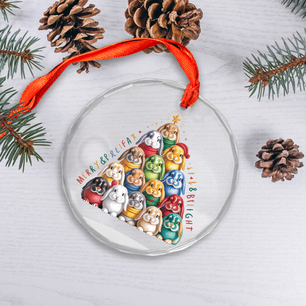 Bunny Xmas Glass Ornament2