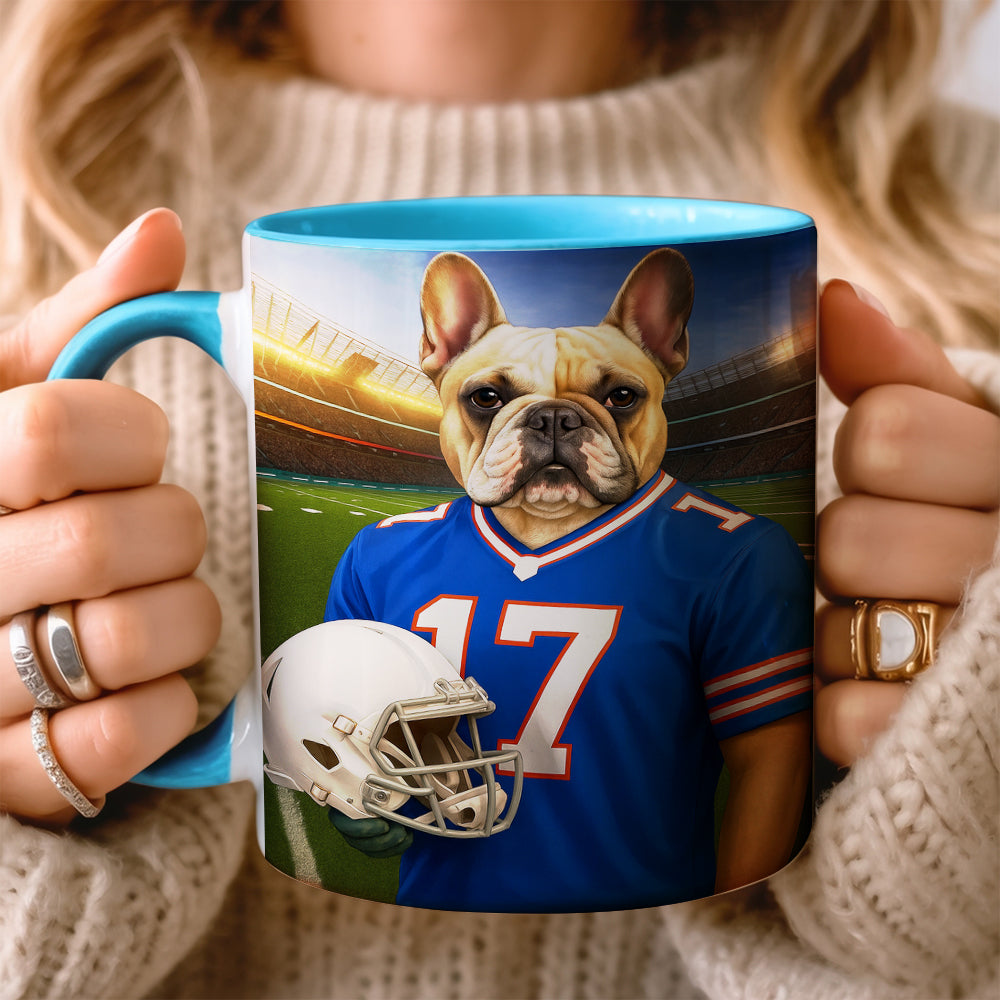 Custom Dog Photo Football Style Mug _ Gift For Dog Lovers