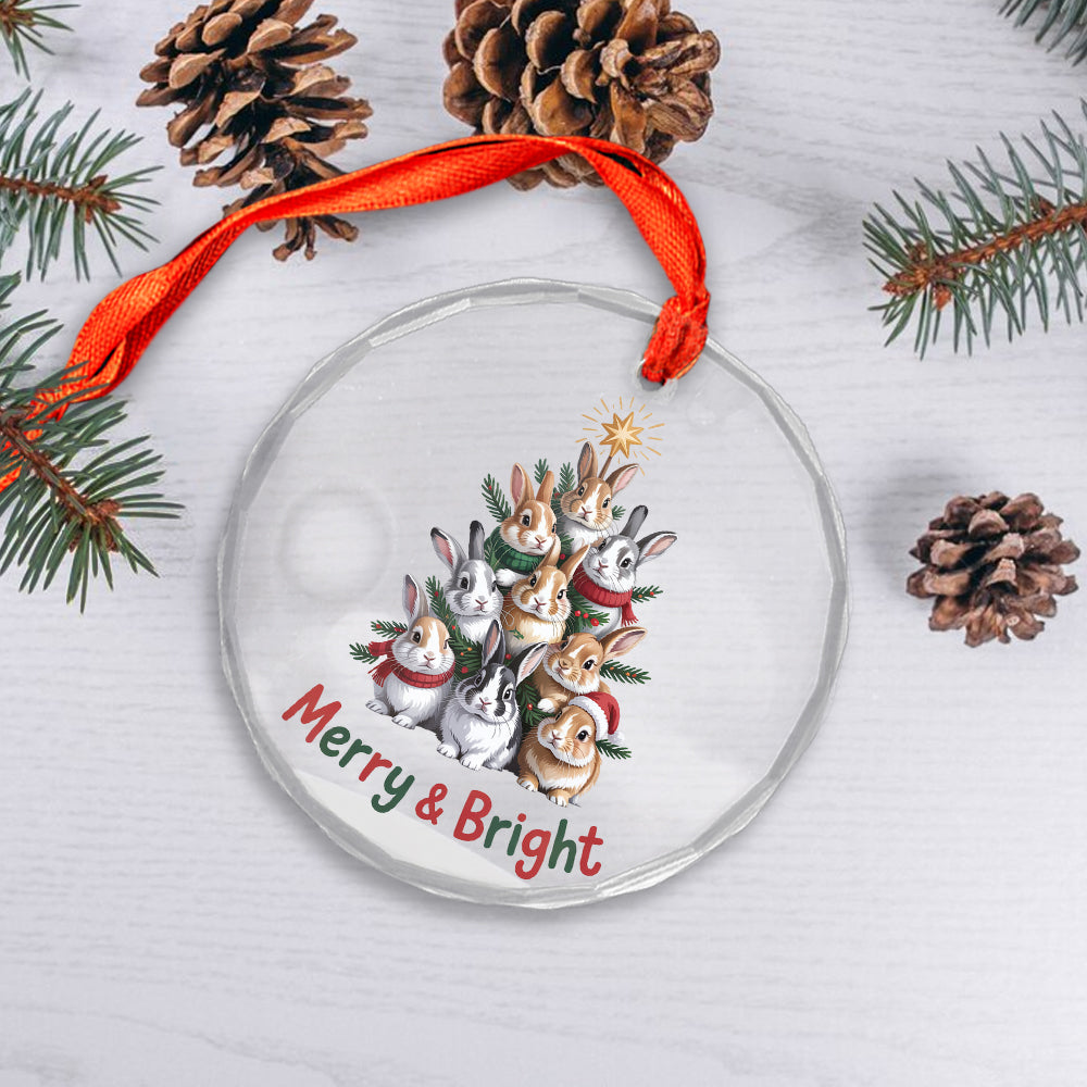 Bunny Xmas Glass Ornament3