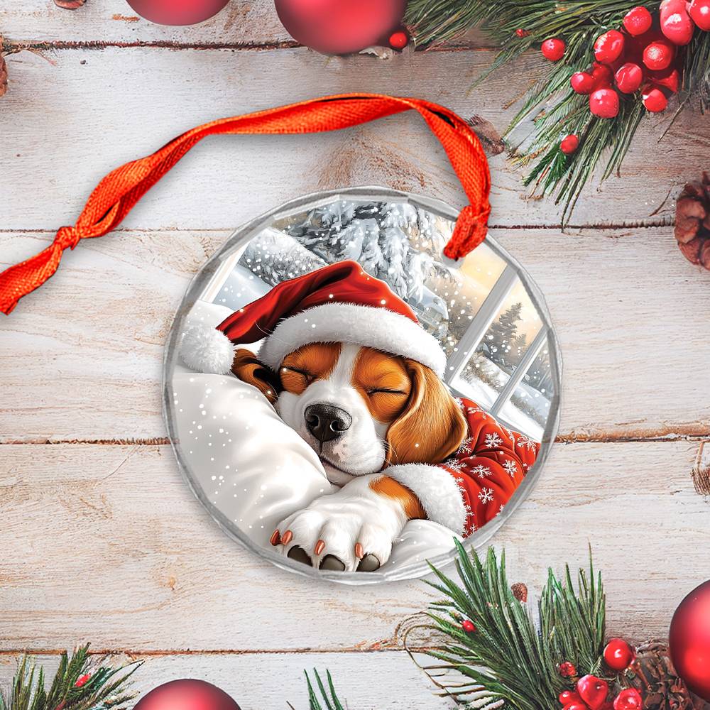 Basset Hound Dog Sleeping In Bed Design 1