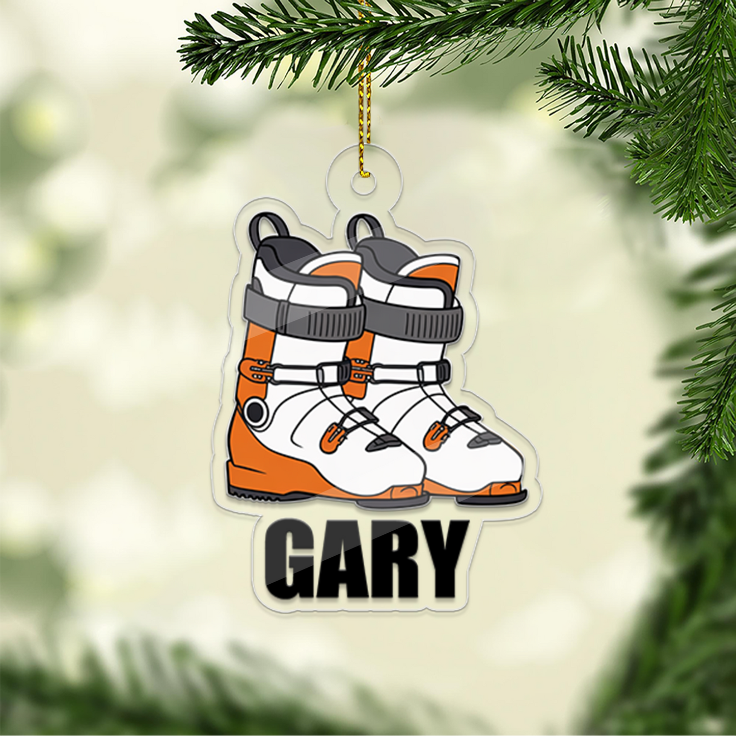 Custom Name Ski Boots Christmas Ornament 2 Acrylic Ornament Christmas Gift