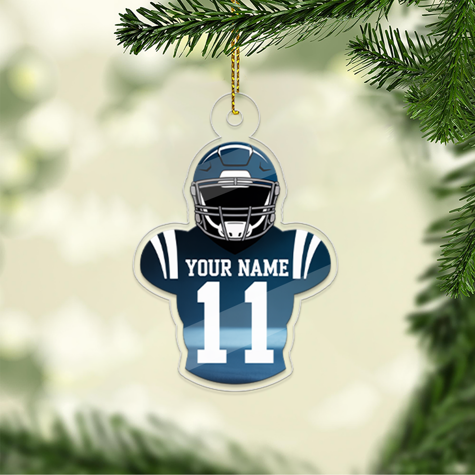 Custom Name American Football 2 Acrylic Ornament Christmas Gift