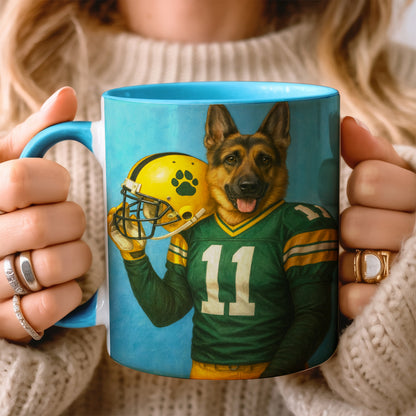 Custom Dog Photo Football Player Mug