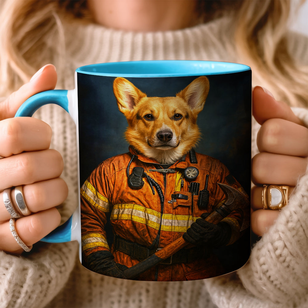 Custom Dog Photo Firefighter Mug _ Gift For Dog Lovers