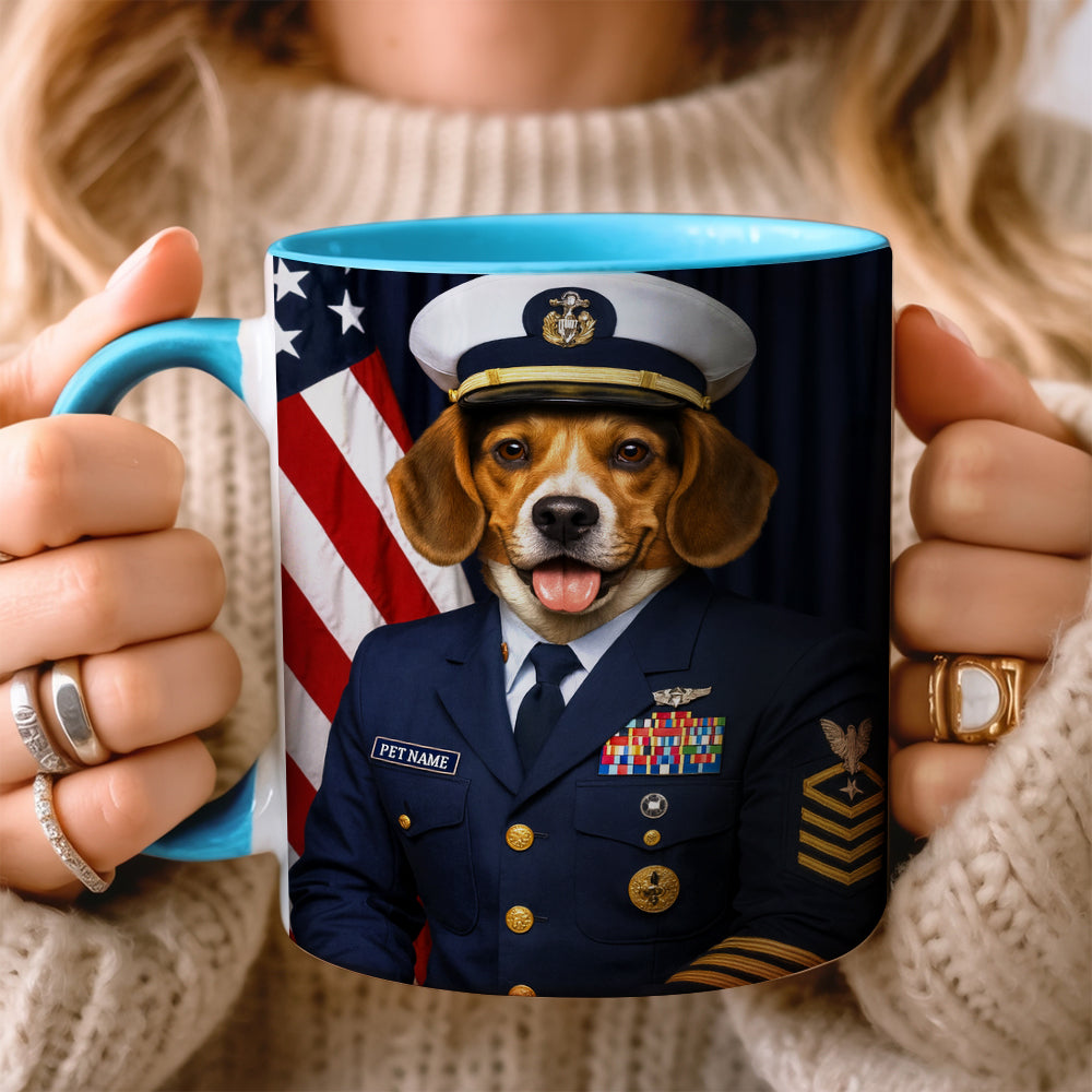 Custom Dog Photo Us Navy Mug _ Gift For Dog Lovers