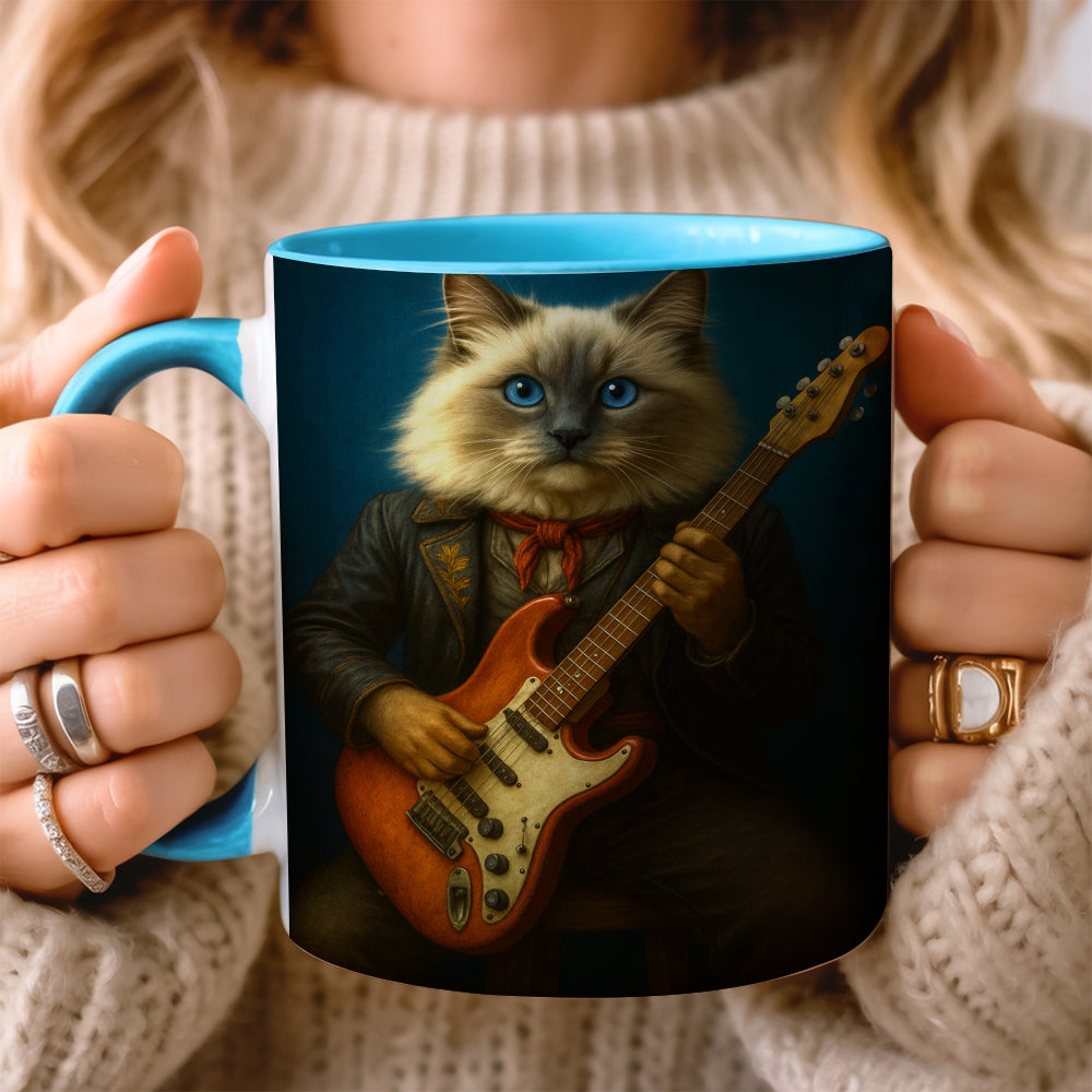 Custom Photo Cat Rock n Roll Mug Gift For Cat Lovers