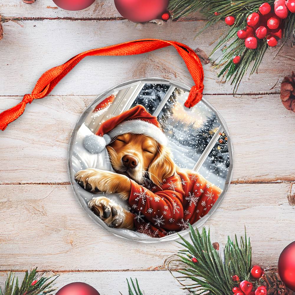 Golden Retriever Dog Sleeping In Bed Design 2