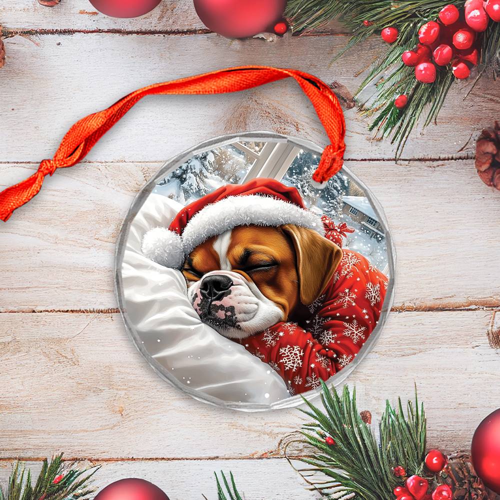 Boxer Dog Sleeping In Bed Design 1