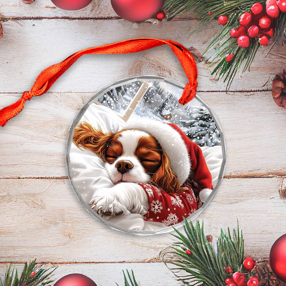 Cavalier King Charles Spaniel Dog Sleeping In Bed Design 1