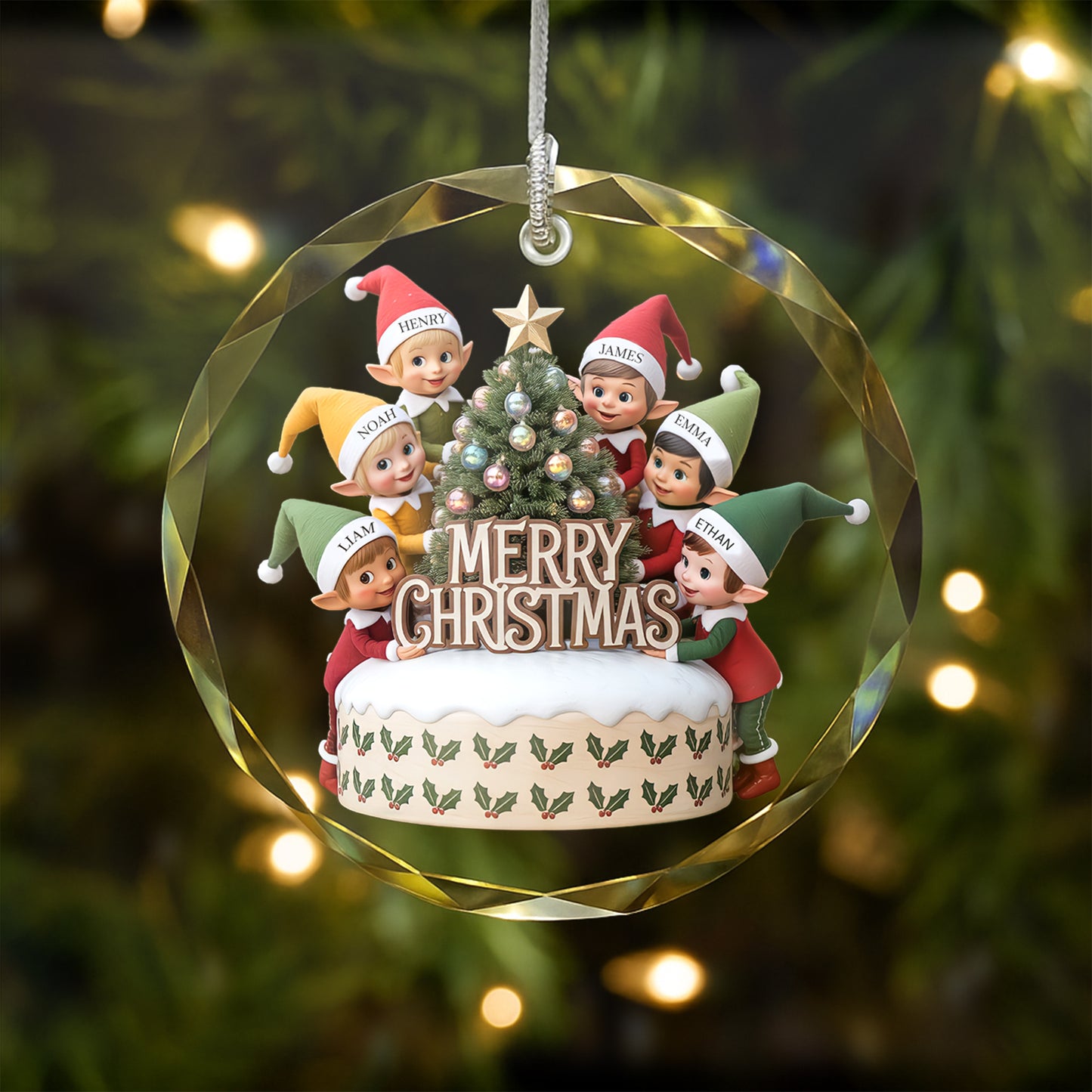 Personalize Xmas Family member name ornament