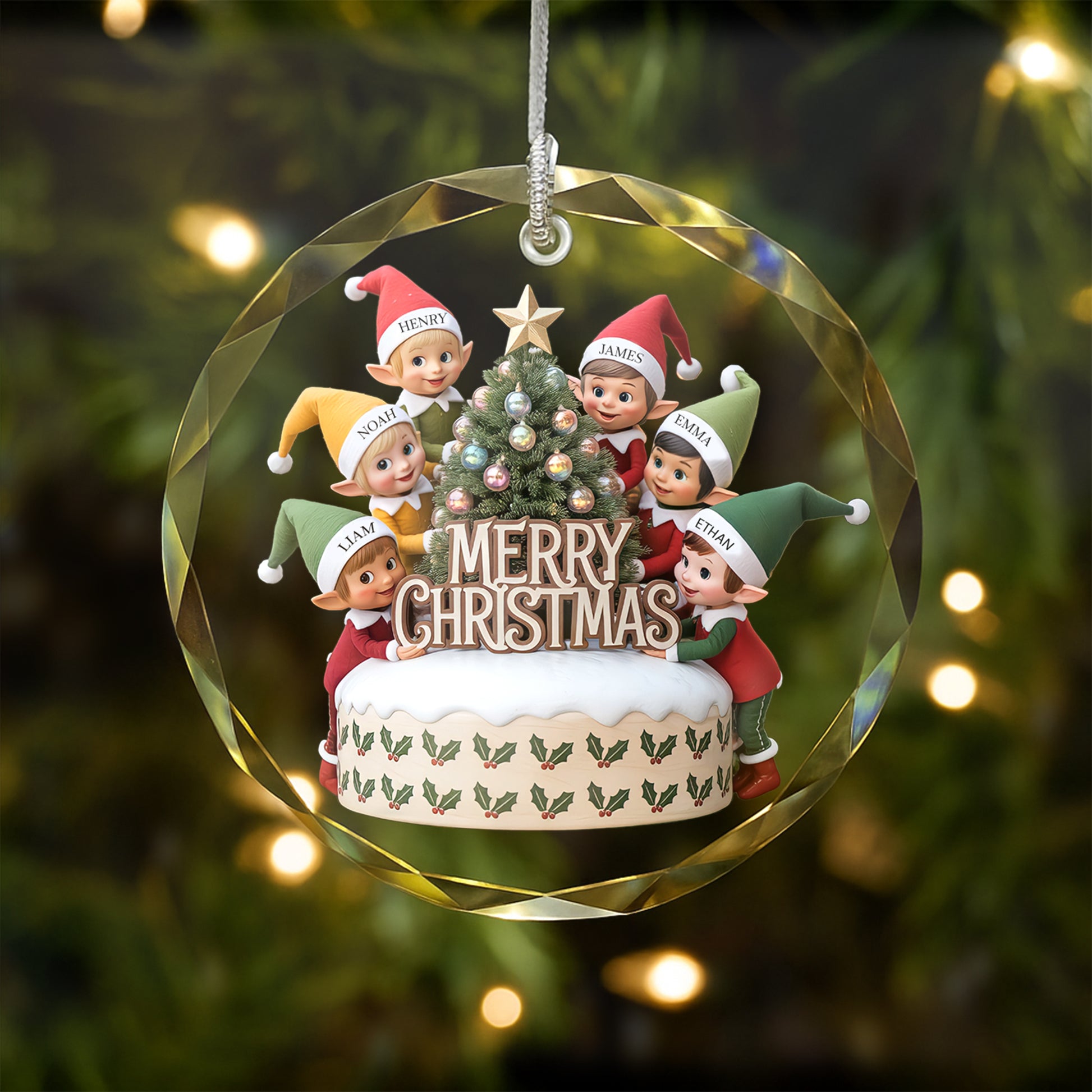 Personalize Xmas Family member name ornament