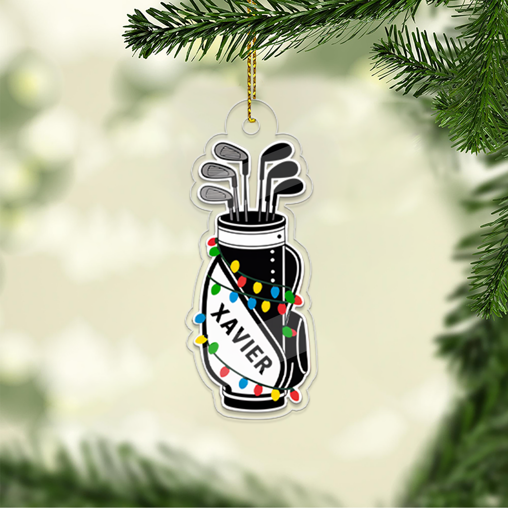 Custom Name Golf Backpacks Acrylic Ornament Christmas Gift