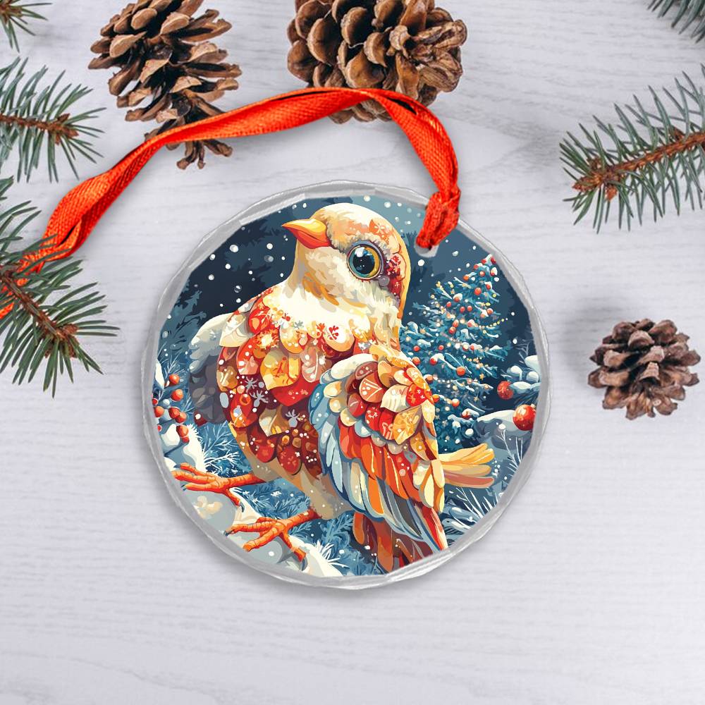 Beautiful Dove Christmas Night Design 1 Glass Ornament