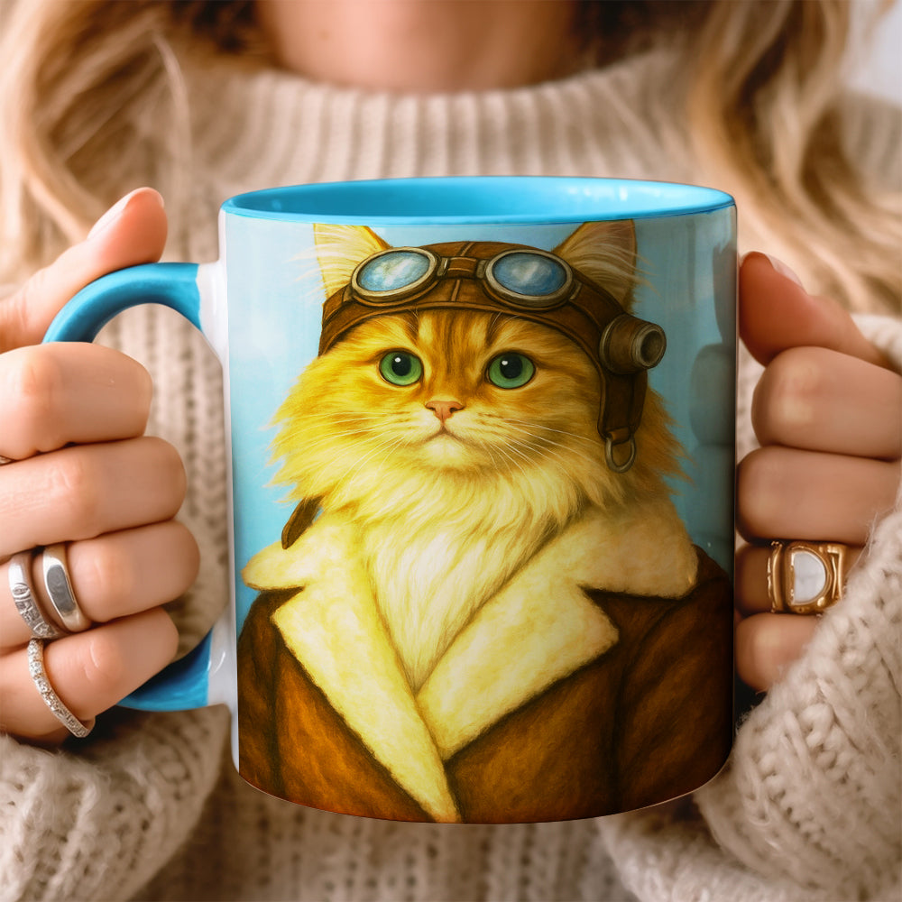 Custom Photo Portrait Pilot MugGift For Cat Lovers