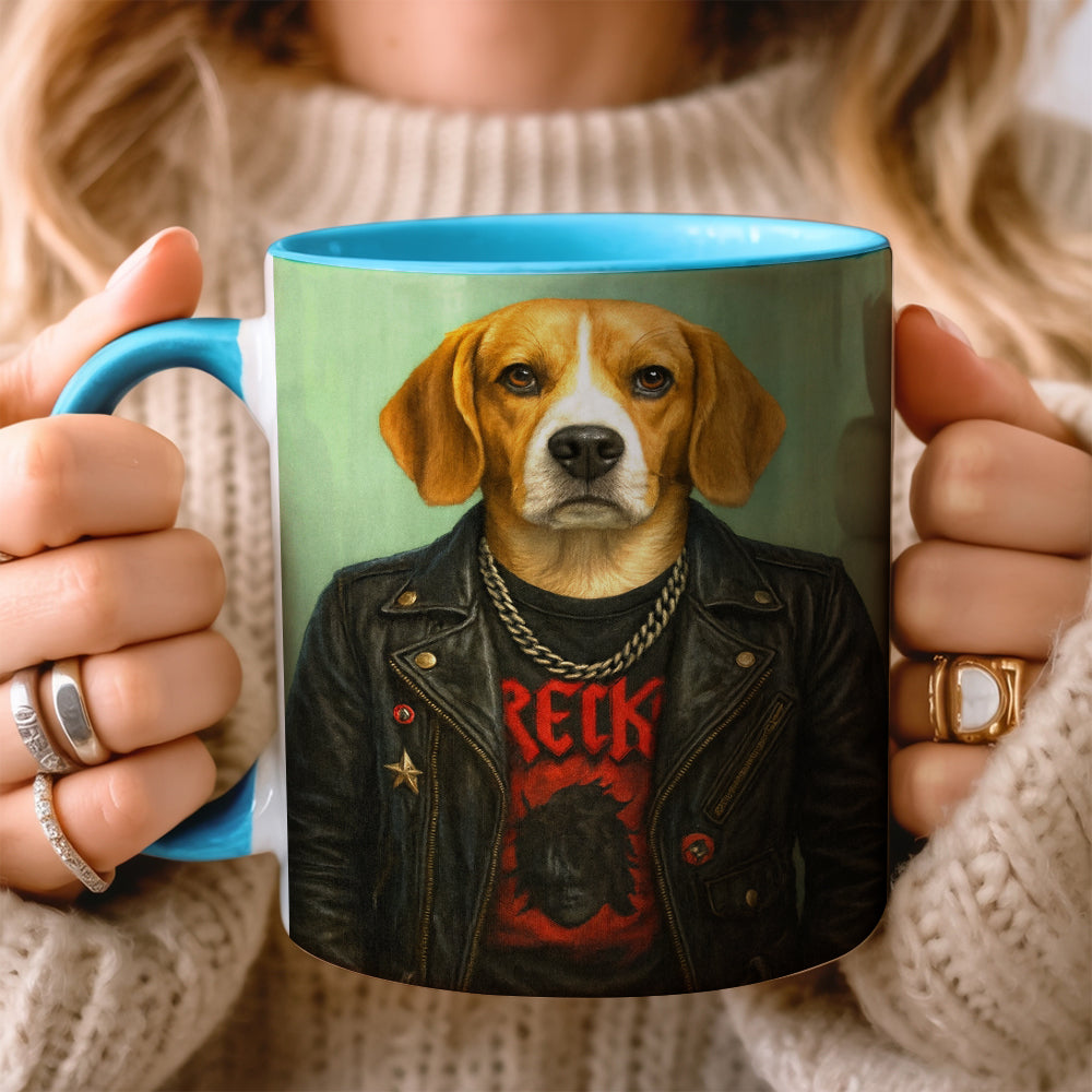 Custom Photo Rock n Roll Dog Mug _ Gift For Dog Lovers