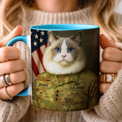 Custom Cat Photo Us Army Mug _ Gift For Cat Lovers