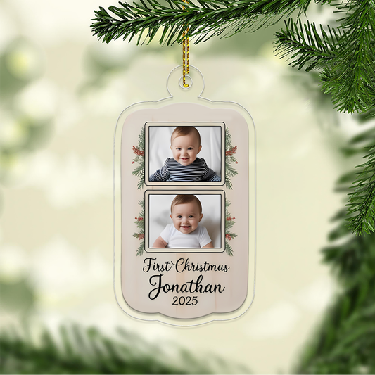 Custom Photo Baby Christmas Ornament, Personalized Newborn Gift, Baby Room Decor, Baby First Christmas Gift