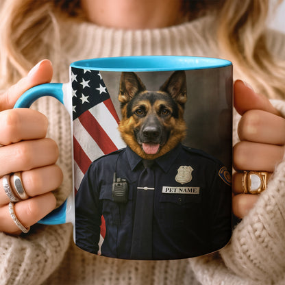Custom Dog Photo Policeman Mug _ Gift For Dog Lovers
