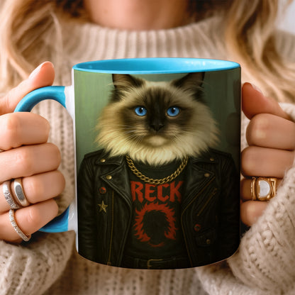 Custom Photo Rock n Roll Cat Mug_ Gift For Cat Lovers