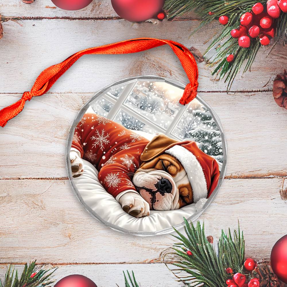 Bulldog Sleeping In Bed Design 1