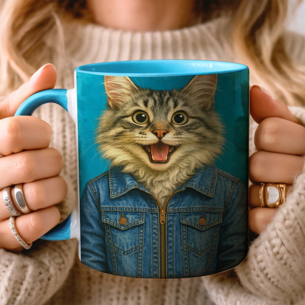 Custom Photo Denim Cat MugGift For Cat Lovers