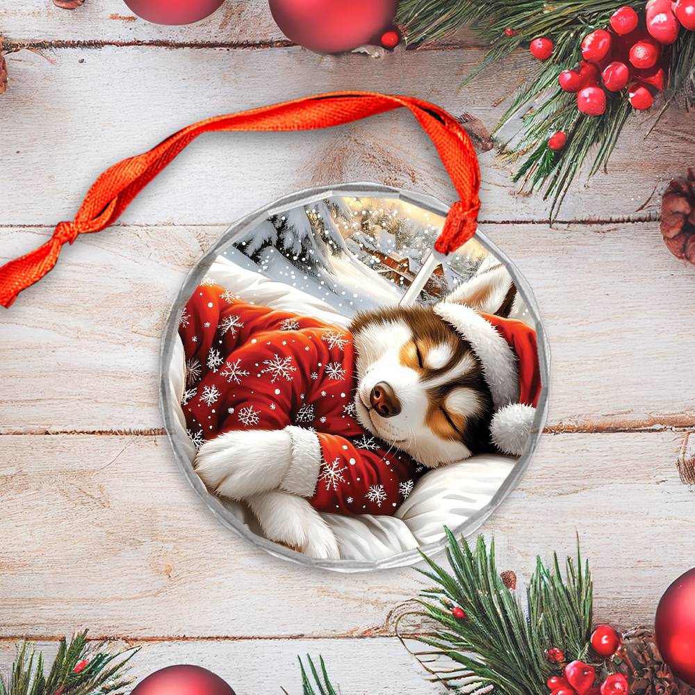Siberian Husky Dog Sleeping In Bed Design 2
