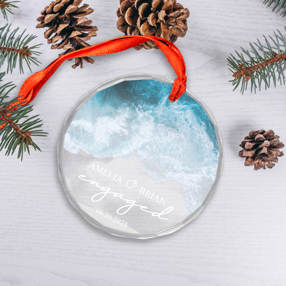 Custom Name And Date Engaged Weding Ocean Design