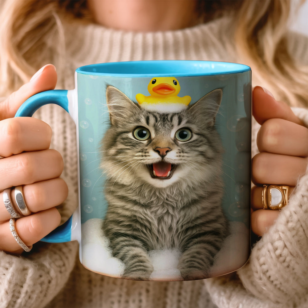 Custom Photo Cat In Bathtub With Duck Toy Mug