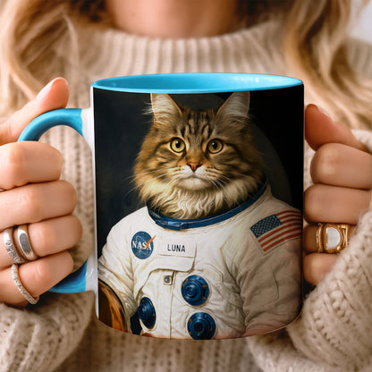 Custom Photo Cat Astronaut Mug _ Gift For Cat Lovers