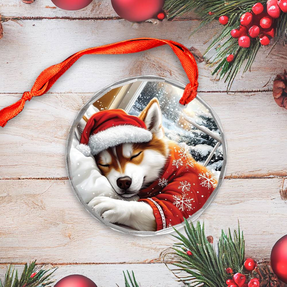 Siberian Husky Dog Sleeping In Bed Design 1