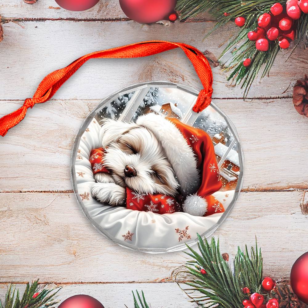 Maltese Dog Sleeping In Bed Design 3