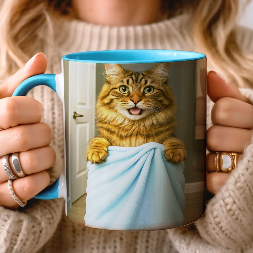 Custom Cat Photo In Bathroom Mug Cat Lover Gifts