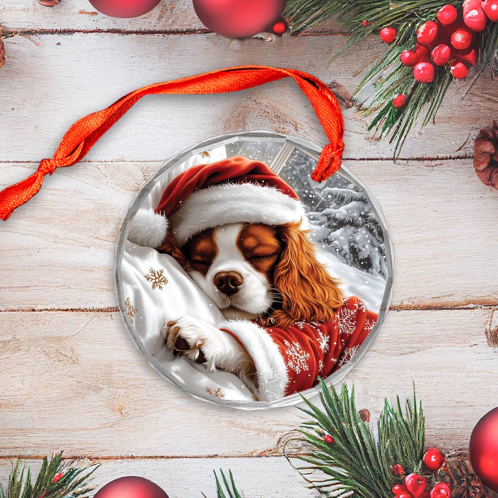Cavalier King Charles Spaniel Dog Sleeping In Bed Design 2