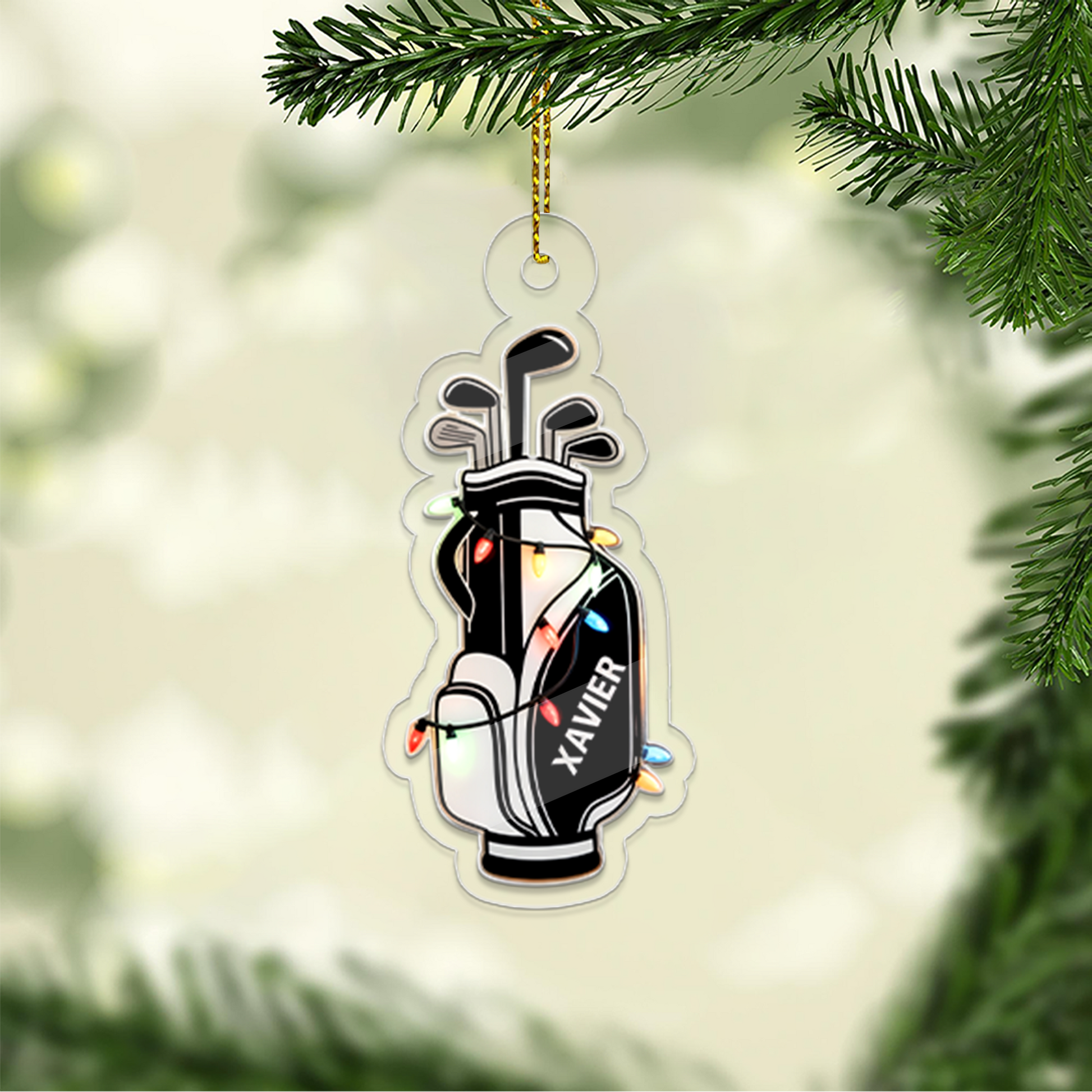 Custom Name Golf Backpacks Christmas Acrylic Ornament Christmas Gift