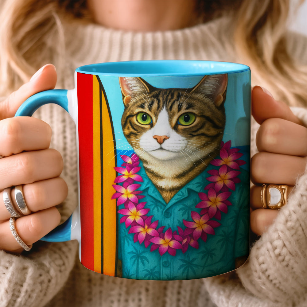 Custom Photo Surfer Cat MugGift For Cat Lovers