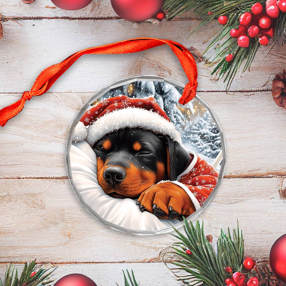 Rottweiler Dog Sleeping In Bed Design 2