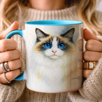 Custom Photo Cat Watercolor Artwork Mug