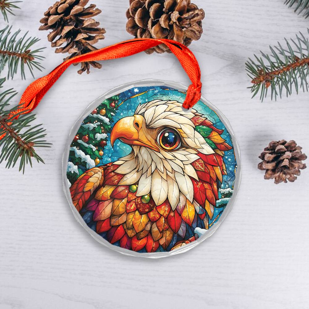 Beautiful Eagle Christmas Night Design 4 Glass Ornament