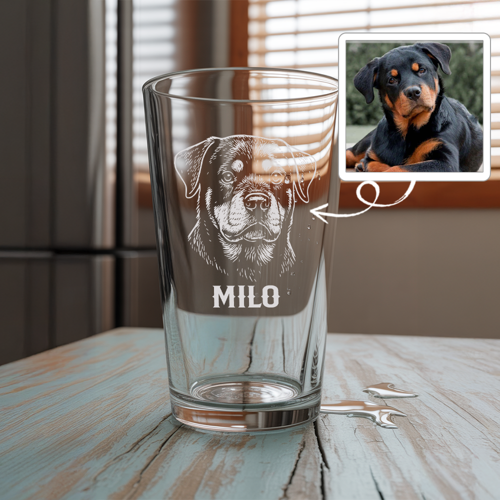 Custom Photo Dog Beer Glasses | Personalized Pint Glass with Your Dog's Photo | Gift for Pet Owners TNNGL20