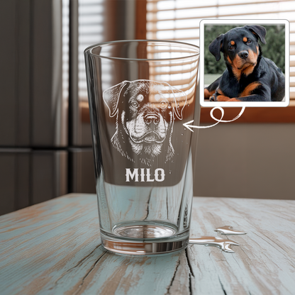 Custom Photo Dog Beer Glasses | Personalized Pint Glass with Your Dog's Photo | Gift for Pet Owners TNNGL20