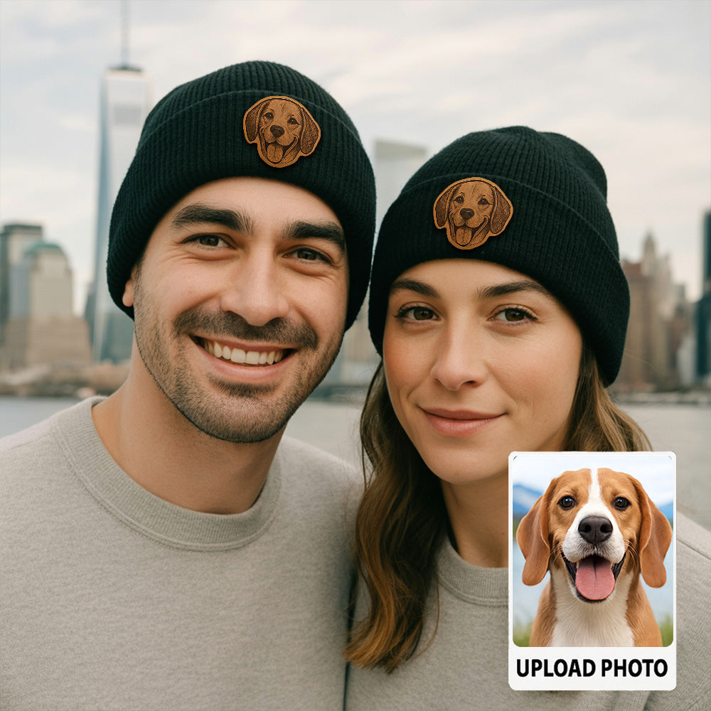 Personalized Pet Photo Beanie – Custom Dog Face Winter Hat, Cozy Knit Beanie for Pet Owners TH99B12