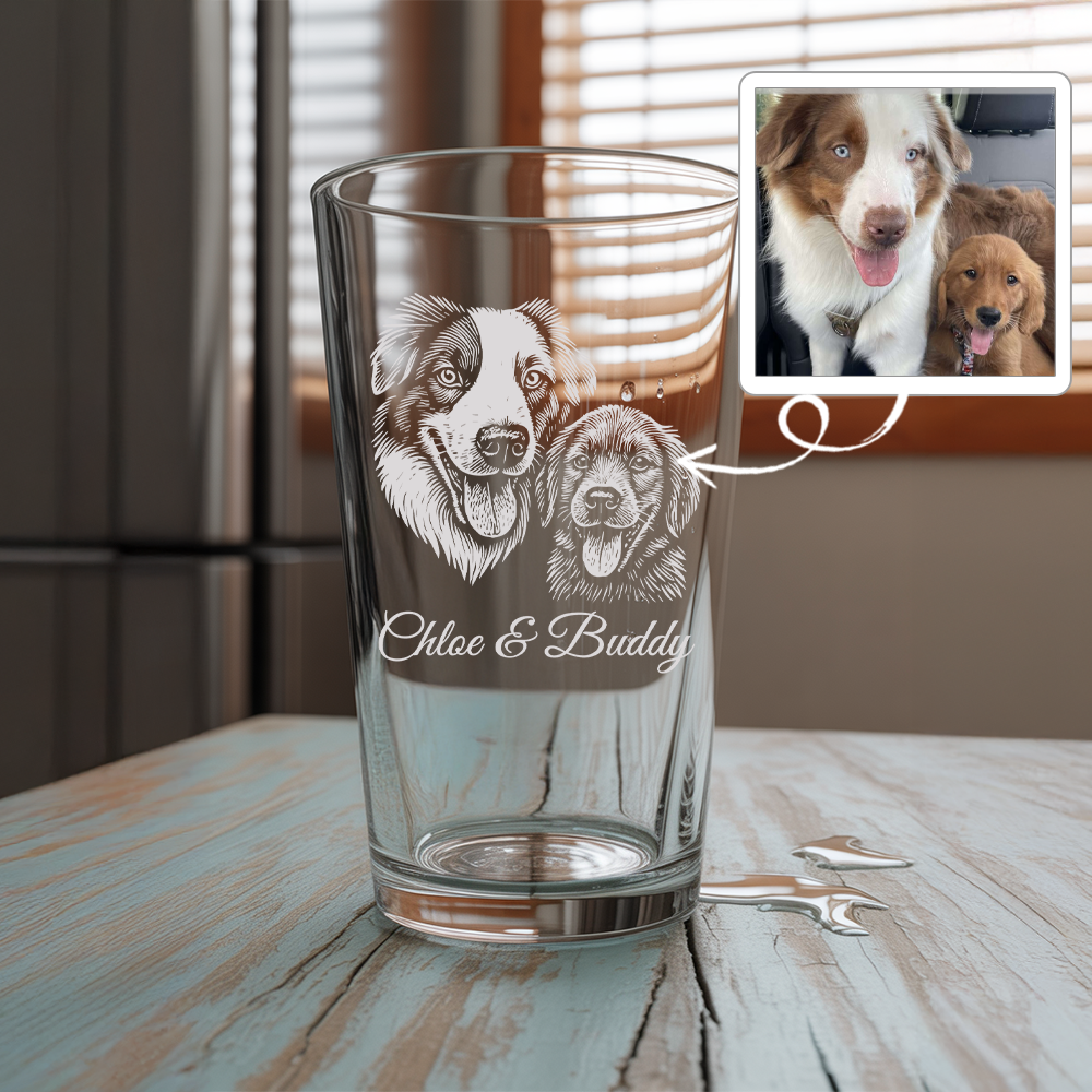 Custom Photo Dog Beer Glasses Using Pet Photo | Custom Pet Pint Glasses | Personalized Dog Photo On Glass TNNGL24
