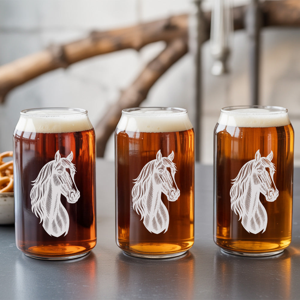 Custom Photo Horse Beer Can Glass | Personalized Gift for Pet Owners | Gift For Pet Lover TNNGL48
