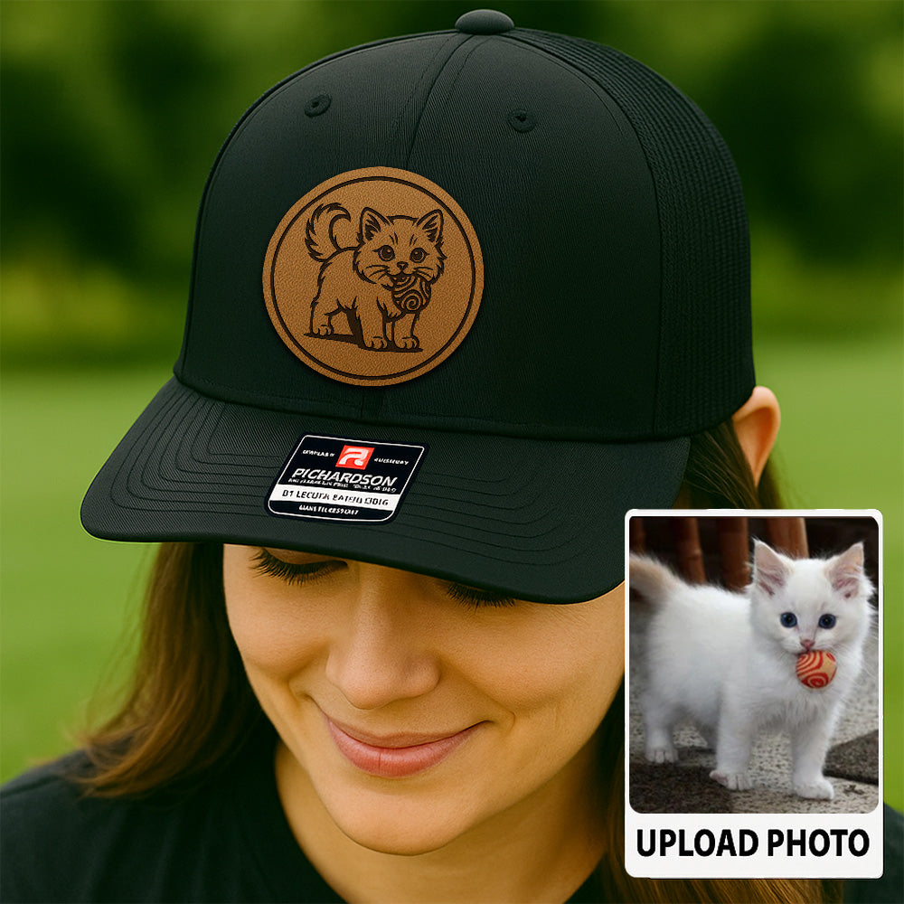 Custom Cat Photo Trucker Hat | Personalized Cat Photo Hat for Cat Owners | Gift For Cat Lovers TNGANSP036