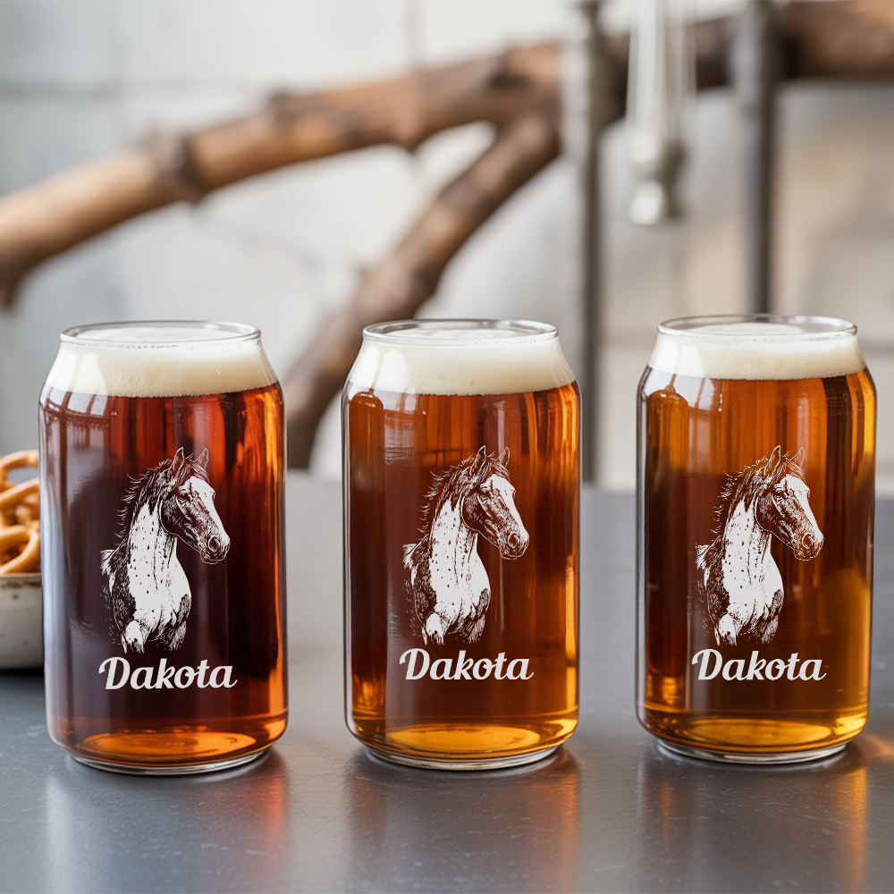Custom Photo Horse Beer Can Glass | Personalized Gift for Pet Owners | Gift For Pet Lover TNNGL01