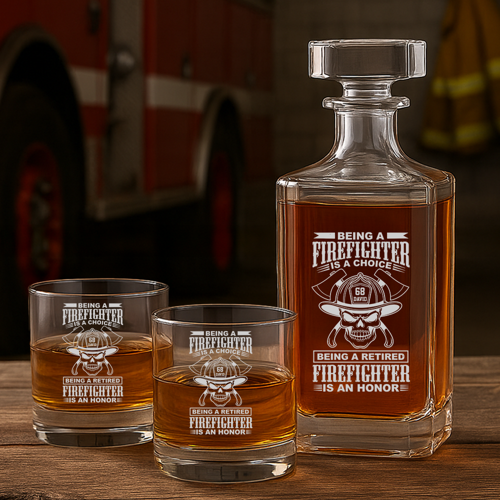 Personalized Being A Firefighter Is A Choice Decanter, Gift For Fireman Decanter With Whiskey Glasses Set, First Responder Gift TNN022