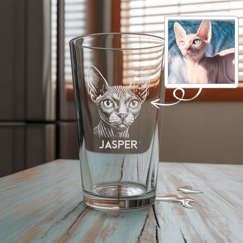 Custom Photo Cat Beer Glasses | Custom Pint Glass with Your Cat's Photo | Personalized Gift for Pet Owners TNNGL23