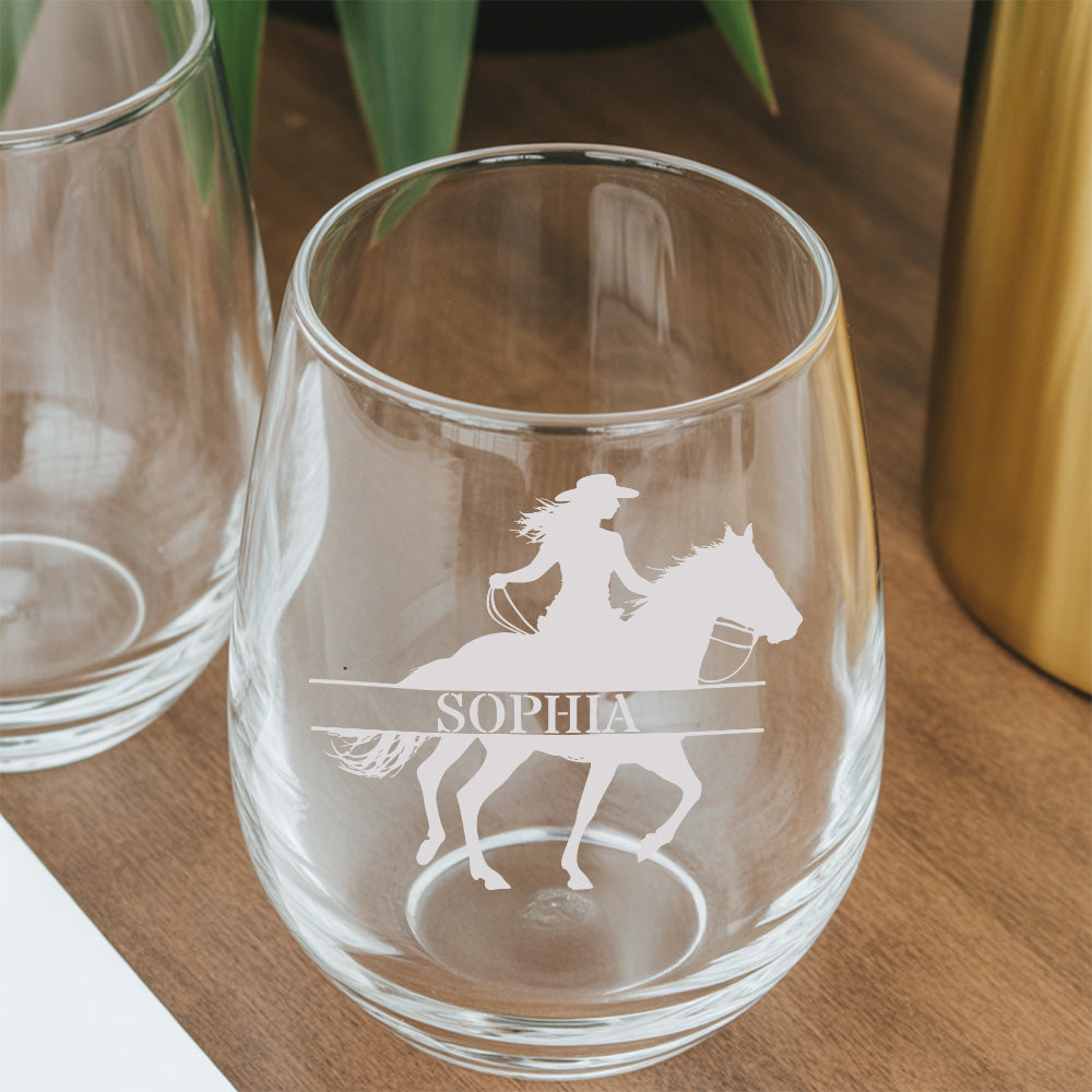 Custom Photo Horse Stemless Wine Glass | Personalized Pet Photo Stemless Wine Glass | Gift For Pet Owners TNNGL56