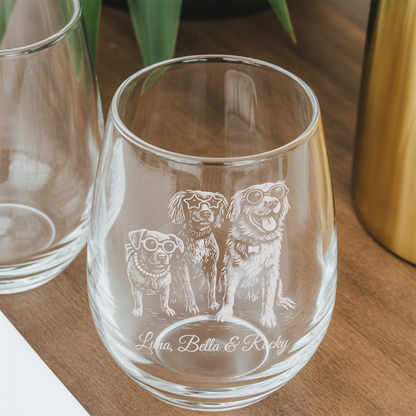 Custom Photo Dog Stemless Wine Glass | Personalized Pet Photo Stemless Wine Glass | Pet Lover Gift TNNGL13